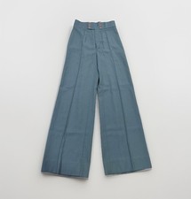 Vintage 1970s Very High Waisted Blue Trousers With Buttons Hippy Happy Legs XS