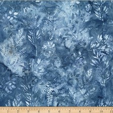 Hoffman Batiks Fabric - Bali Batik - Denim Leafy Branches X2627-65