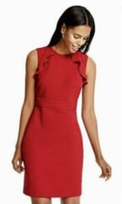 BNWT Ann Taylor Pleated Ruffle Sheath Dress - Sz 4 - Red- $139