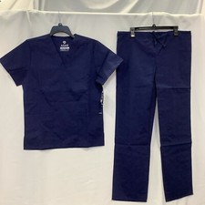 Adar Unisex Universal Drawstring Short Sleeve Medical Navy Scrub Set Size XS