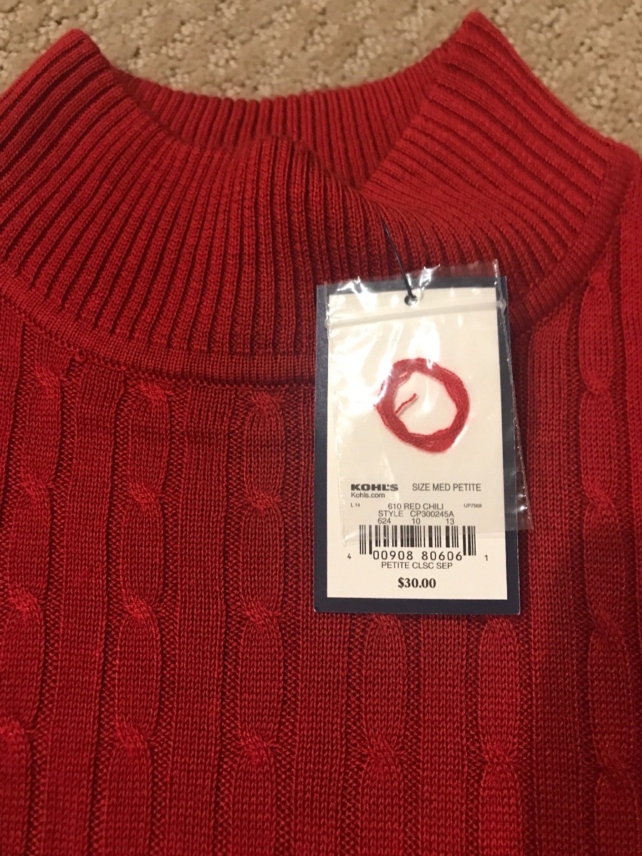 Croft & Barrow Red Mock Cable Sweater Size Pm NWT | eBay
