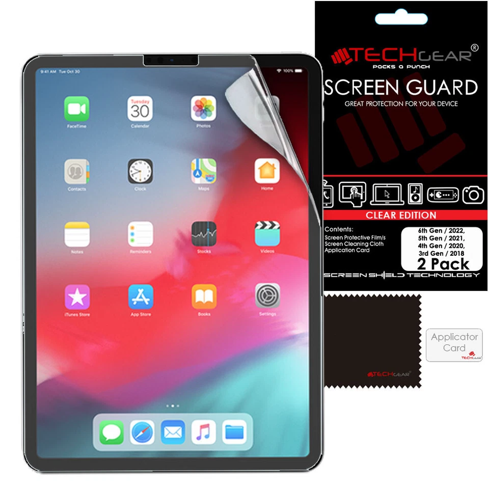 2 Pack TECHGEAR Screen Protectors for Apple iPad Pro 12.9" 2022 2021 2020 2018
