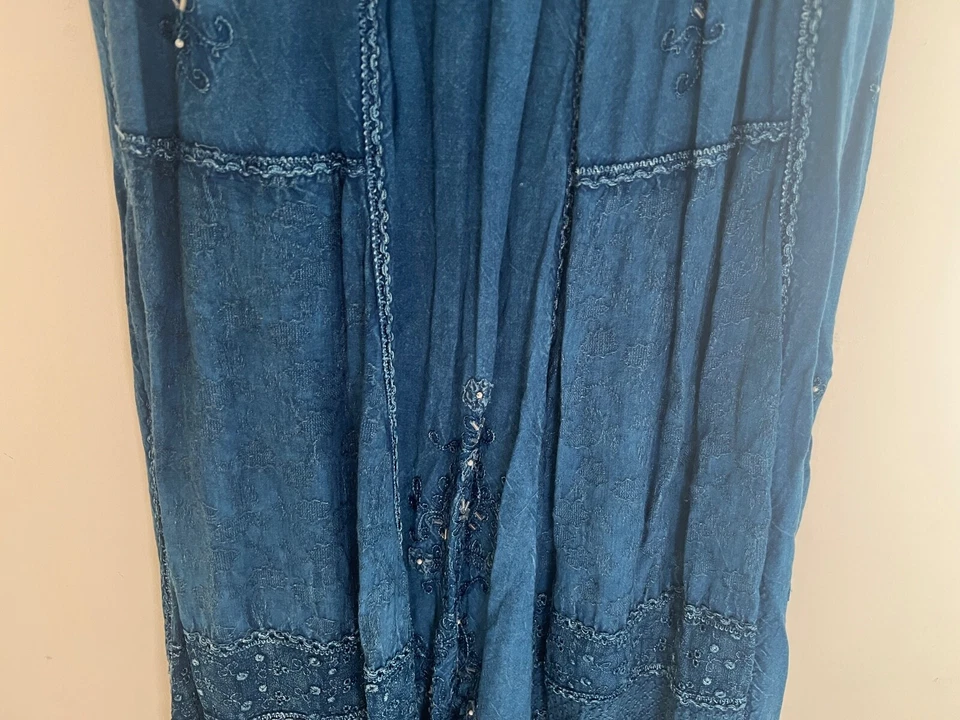 Saia maxi jeans azul vintage romana original Reino Unido 12 - Imagem 4 de 4