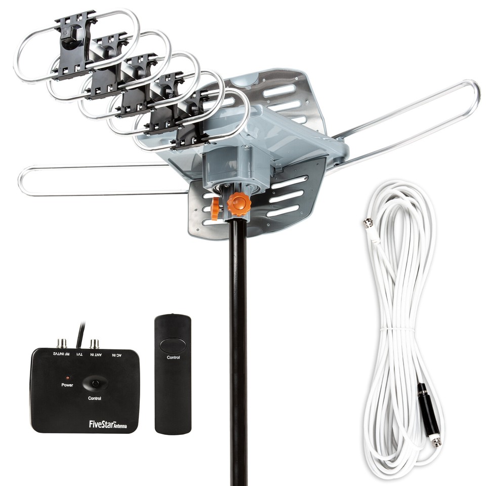 Outdoor Amplified HD TV Antenna – 150-Mile Range, 23dB Rotor, 350° Rotation, UHF/VHF/FM 3 thumbnail image