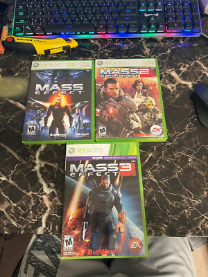 Mass Effect 1 + 2 + 3 Trilogy XBOX 360 Game Bundle Lot