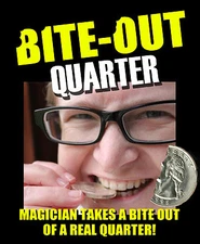 Bite Out Quarter Magic Trick Real Coin - Made Popular By David Blaine