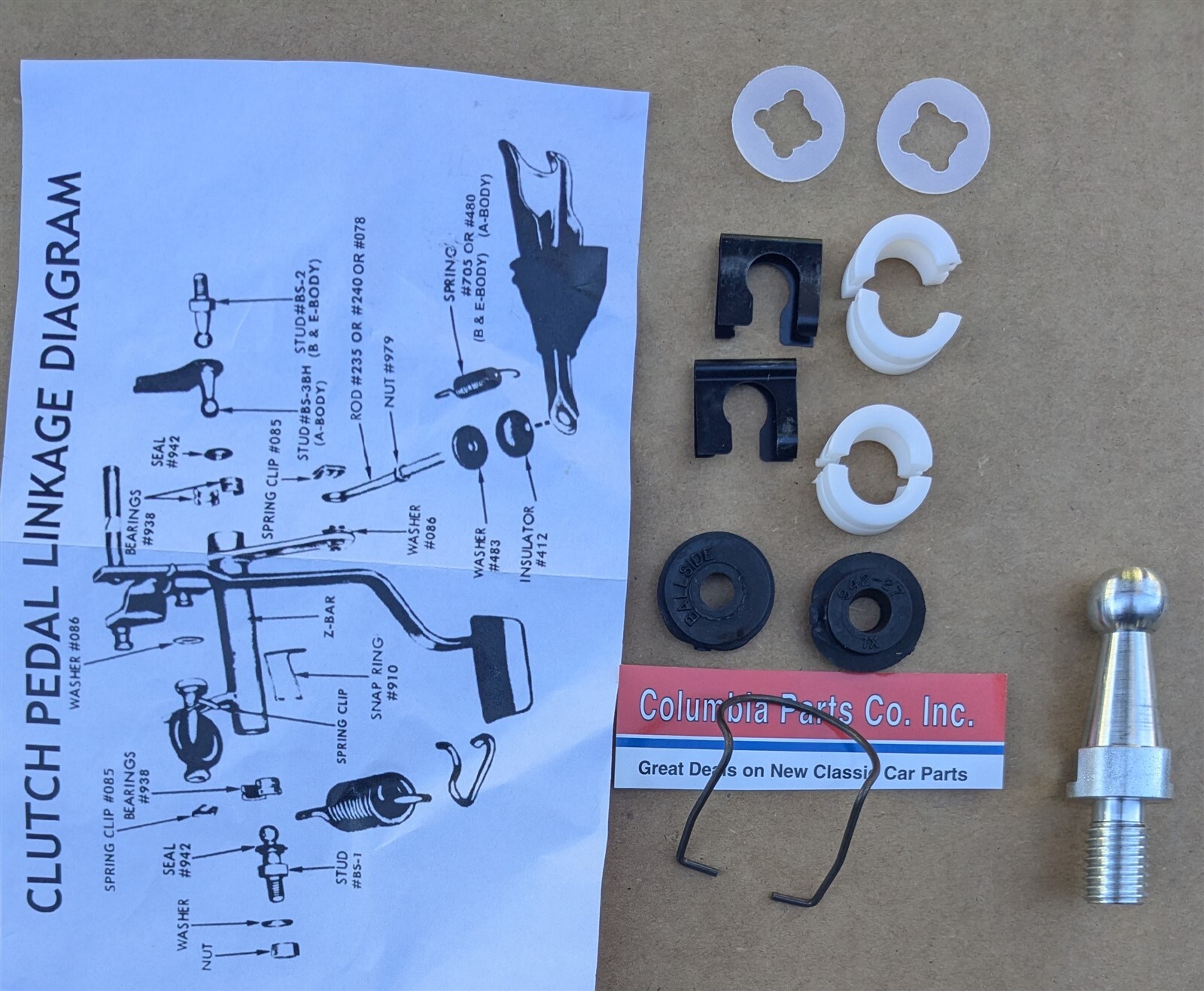 1970-74 Cuda Challenger 66-74 Charger 4-Speed Clutch Shaft Z-Bar Service Kit