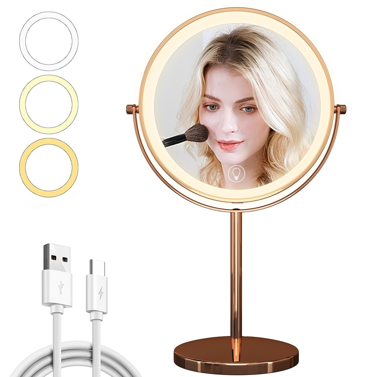 9in Rechargeable Vanity Mirror with Dimming Lights & 3X Magnification