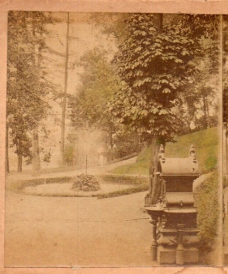 Drinking Fountain in Fairmount Park.   Stereoview Photo