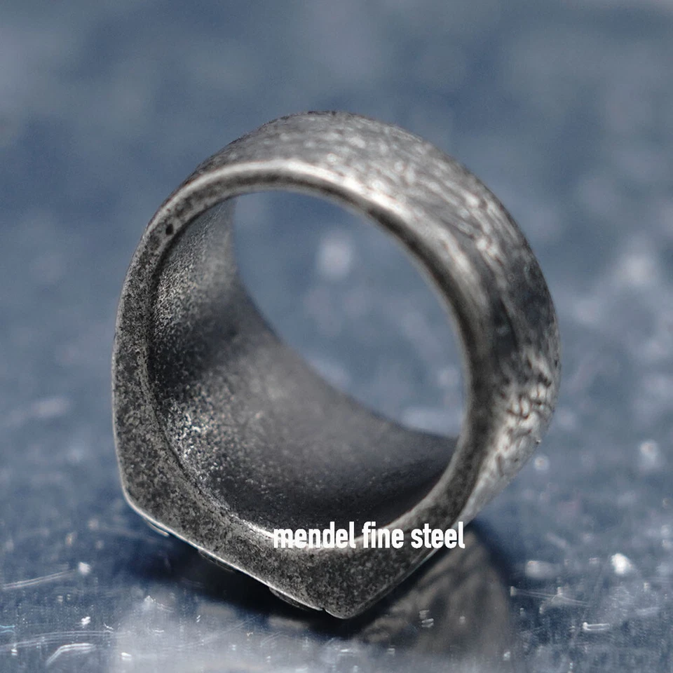 Anillo cuadrado calavera punk negro gótico MENDEL para hombre de acero inoxidable talla 7-15 Foto 2 de 4