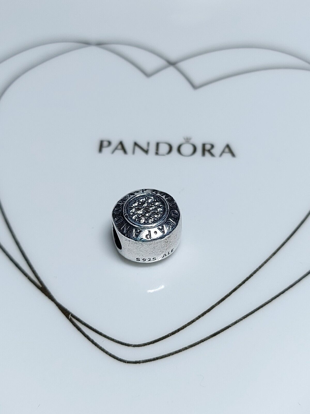 Genuine Pandora Silver Sparkly Round Pandora Logo… - image 1