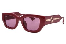 Gucci GG1558SK 005 Sunglasses Women's Burgundy/Red Glitter Lens Round Shape 51mm