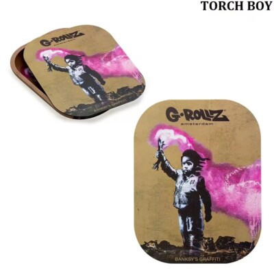 2-Part G-ROLLZ Banksy's Graffiti Magnet Cover Tray, Small 7'' X 5.5'', Torch Boy