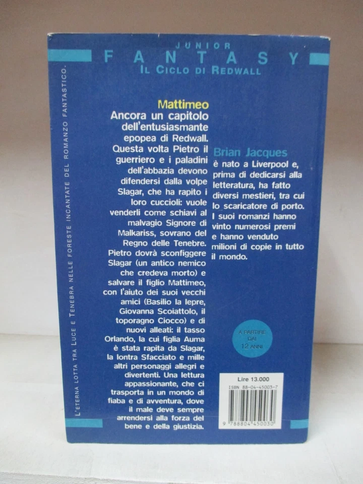 MATTIMEO /di Brian Jacques -1998 Mondadori Junior Fantasy Prima edizione REDWALL - Immagine 2 di 4