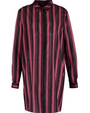 Camicia lunga ALYSI marrone e nero gessato - UK 8/IT 40