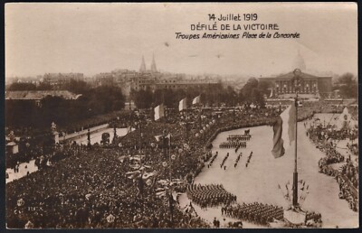RPPC 14 Juillet 1919 Defile De La Victoire Troops Americans Place De La Concorde