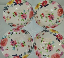 Rachel Zoe Flower Floral Salad Pasta Bowls 9"  Melamine Set of 4 Spring