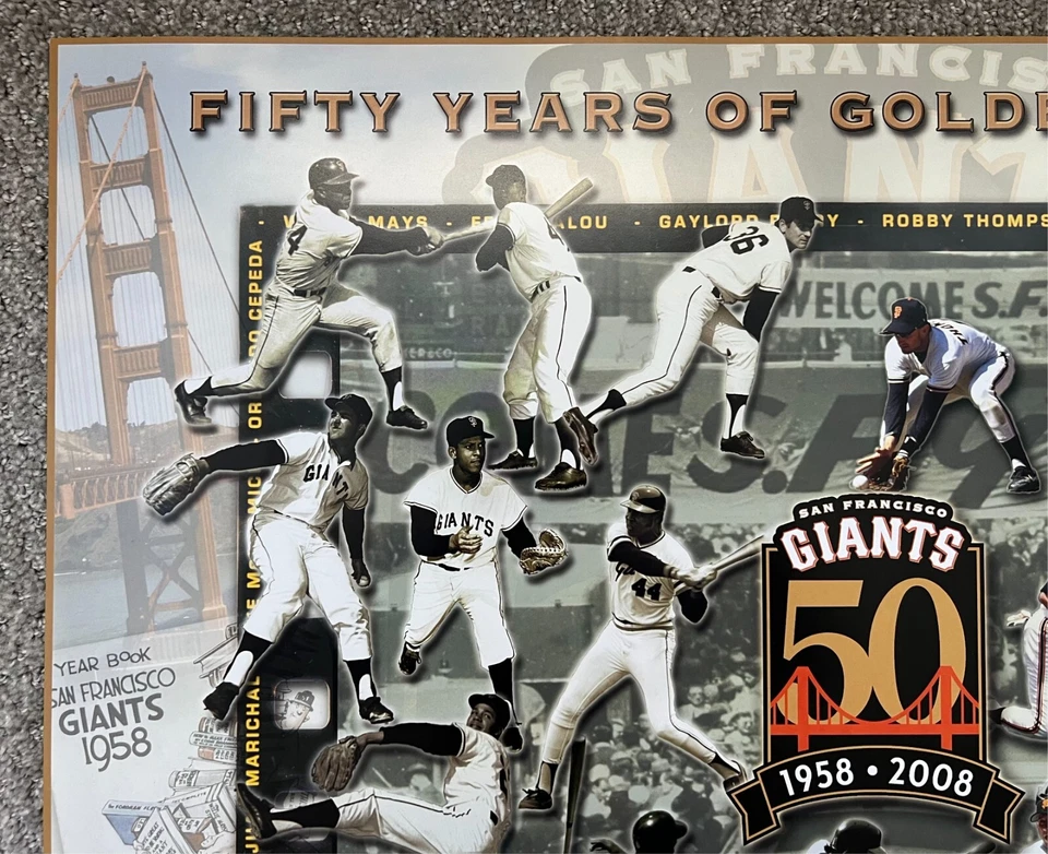 San Francisco SF Giants 50 Fifty Years Golden Memories Poster 1958-2008 Chevron - Image 2 of 4
