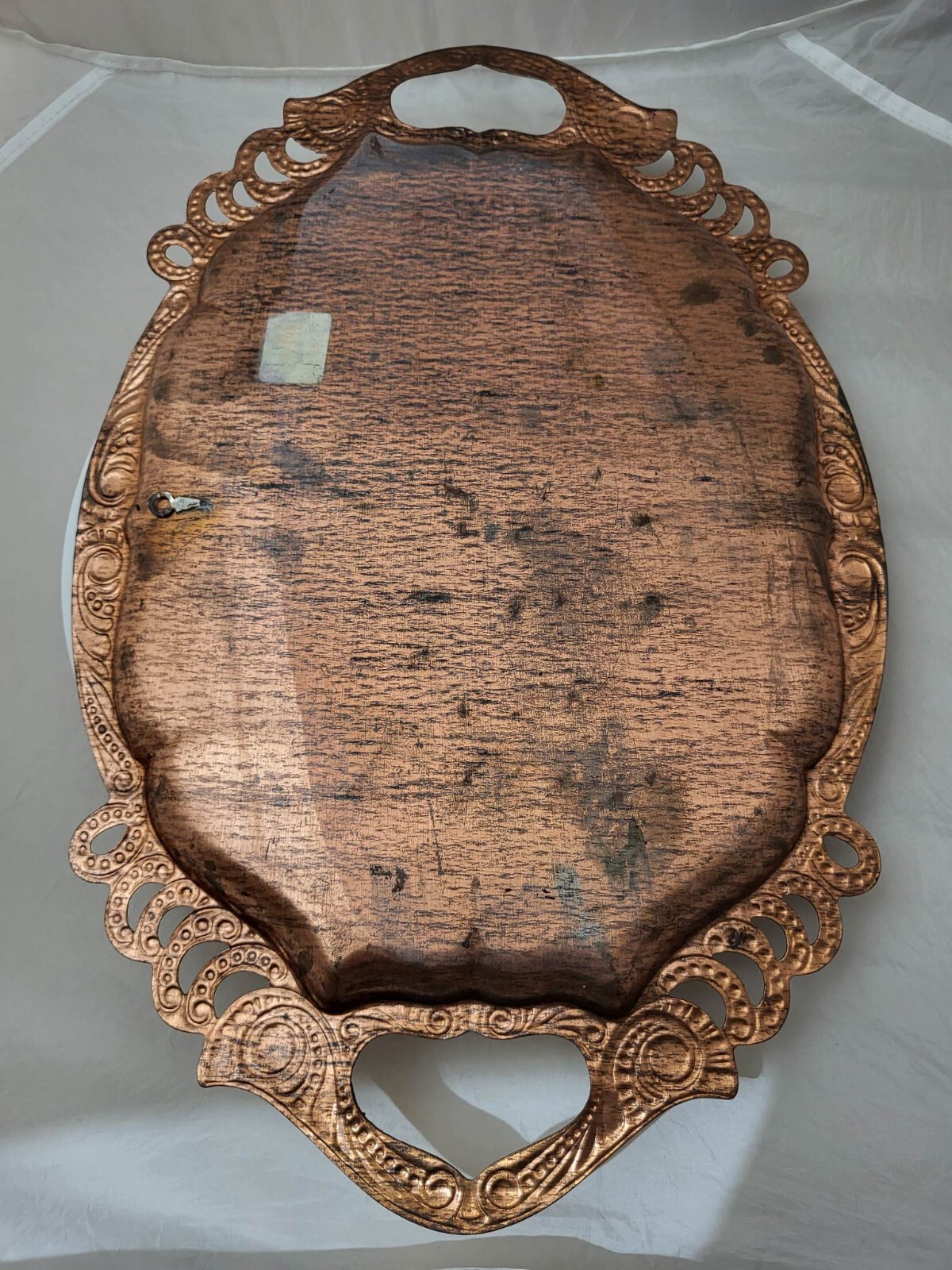 Large 18 3/4 X 12in Etched Flowers Copper Metal Tray / Wall Hanging