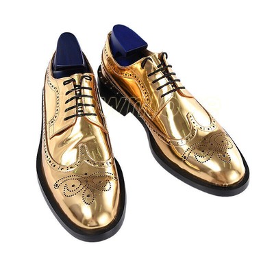 Men Round Toe Wing Tip Carved Business Real Leather Dress Shoes Wedding Oxfords