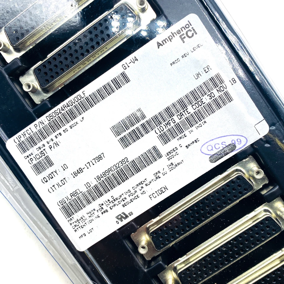 Amphenol FCI D50S24A4GV00LF 50 Pin D-Sub Female Receptacle Connector, Pack of 10 - Image 2 of 4