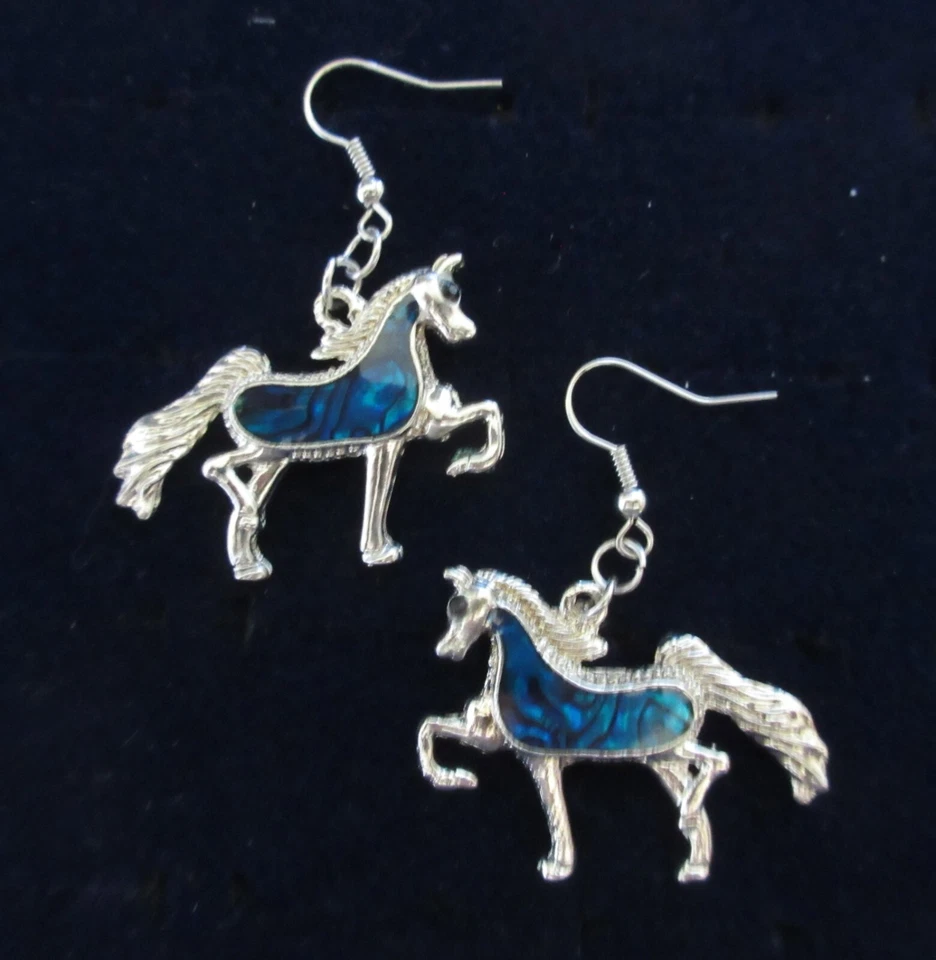 Ohrringe Pferd mit Seeopal Abalone versilbert - Bild 3 von 4
