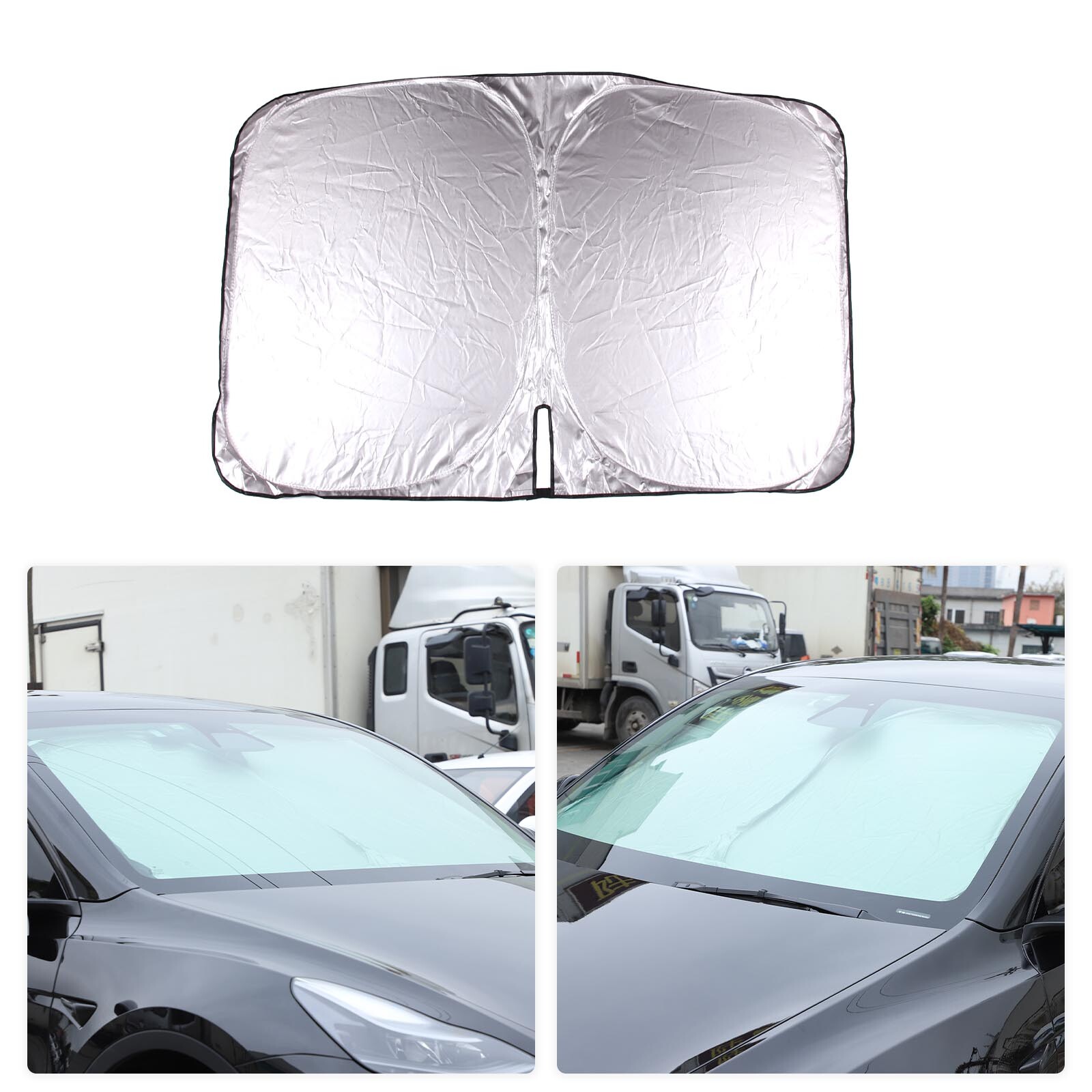 Silver Front Main Glass Windshield SunVisors Sunshade For Tesla Model 3 Y S X