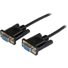2m Black DB9 RS232 Serial Null Modem Cable F/F - DB9 Female to Female - 9 pin...