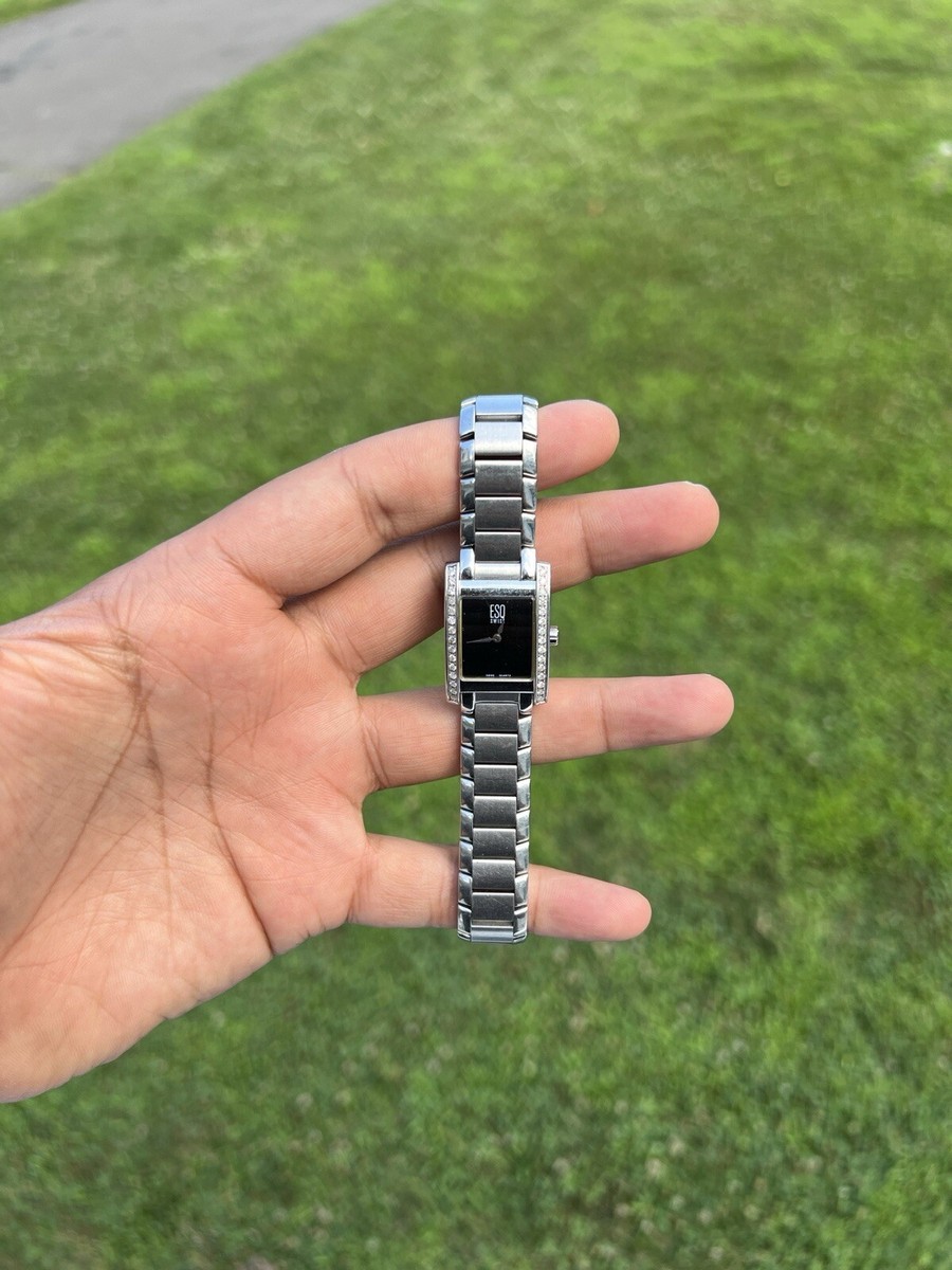 ESQ by MOVADO Swiss Silver DIAMOND Bezel Black Dial Women display picture 2