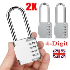 2X Long Shackle Security Padlock Outdoor Heavy Duty 4-Digit Combination Lock
