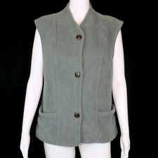 Janska Gray Sleeveless Vest Polartec Fleece Button Front Usa | Women's Small