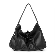 Tahari Women's Black Printed Leather Single Strap Hobo Handbag Purse