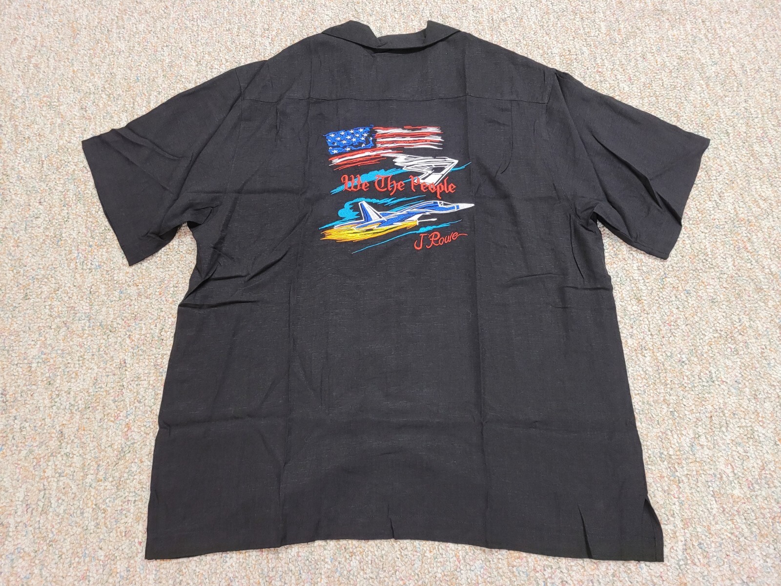 FILA Camicia J Rowe uomo grande nera We The People Patriotic Freedom USA colletto ad anello