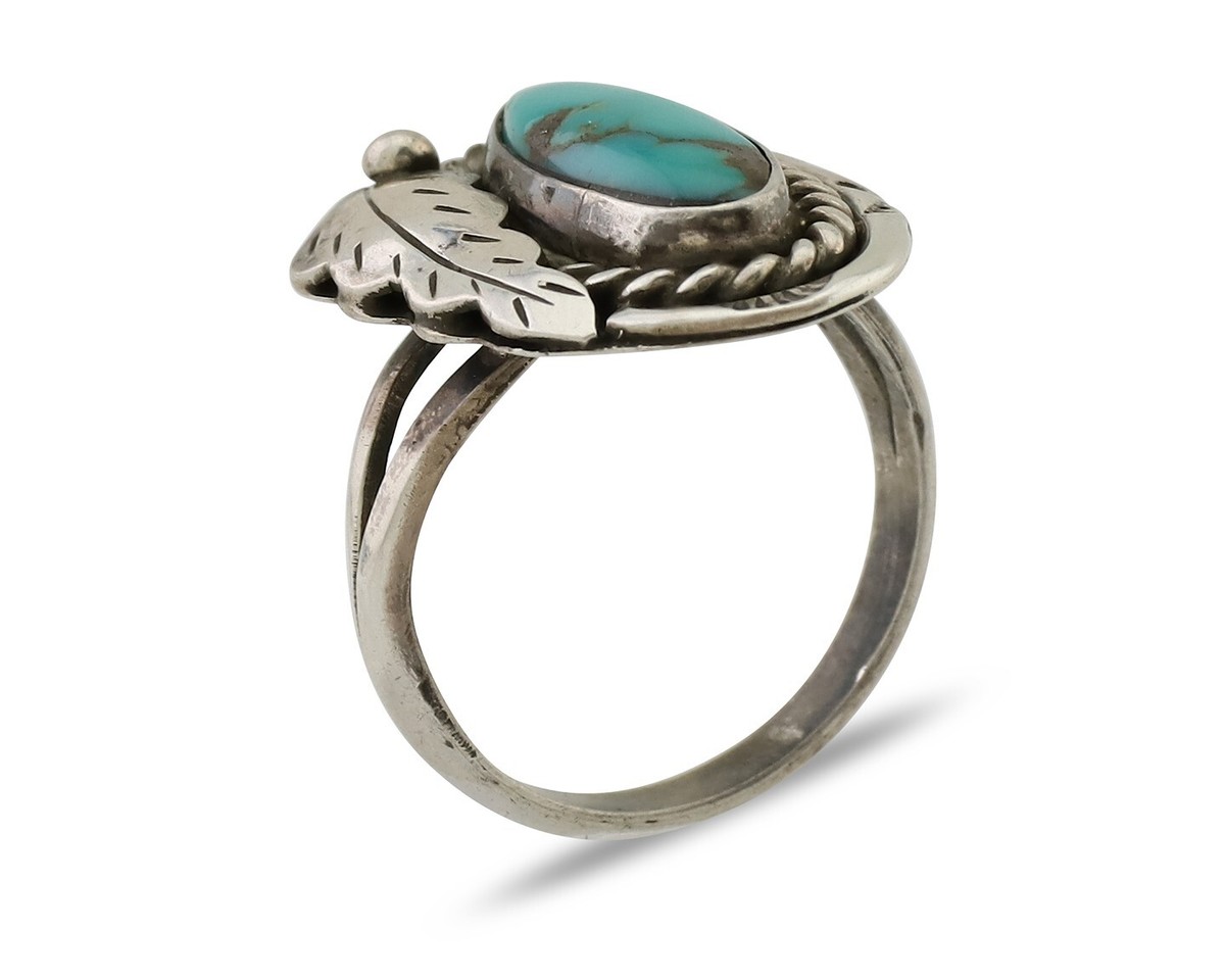 Navajo Handmade Ring 925 Silver Natural Turquoise Signed Jason