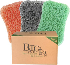 Bath Sponge 3 Pack, Shower Sponges for Cleaning and Exfoliating, Environmentally