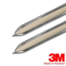 Vintage Style 5/8" Beige & Chrome Side Body Trim Molding - Formed Pointed Ends
