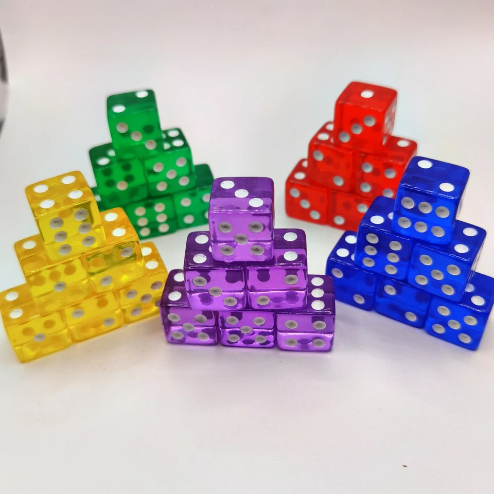 20x Acrílico Multicolor Punto de Seis Caras D6 Juegos de Juego Dados Suministros de Fiesta 0.63" Foto 2 de 4
