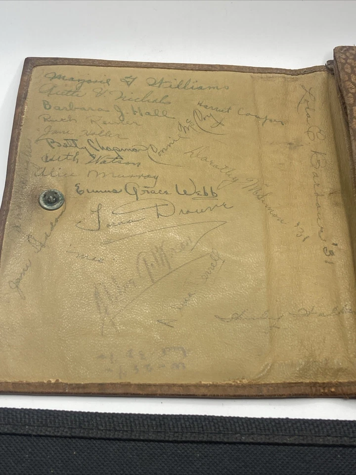 Антикварная авиационная кожаная сумочка для мелочи 1930-х годов с подписями *РЕДКАЯ* - Изображение 4 из 4