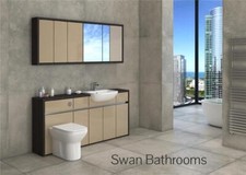 HACIENDA / CASHMERE GLOSS BATHROOM FITTED FURNITURE WITH WALL UNITS 1700MM