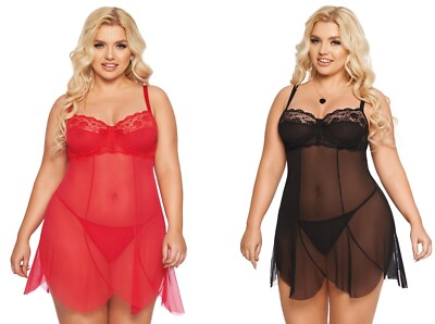 SOFTLINE KLEID STRING gepolstert netz bügel  plus size schwarz rot clubwear
