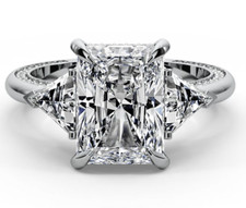 IGI 7.15 CT F VS2 Radiant Cut Lab Grown Diamond Engagement Ring 14k White Gold