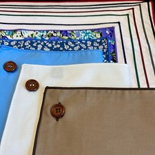 NEW- 11 Pocket Squares - Colored Edges - Floral - Button