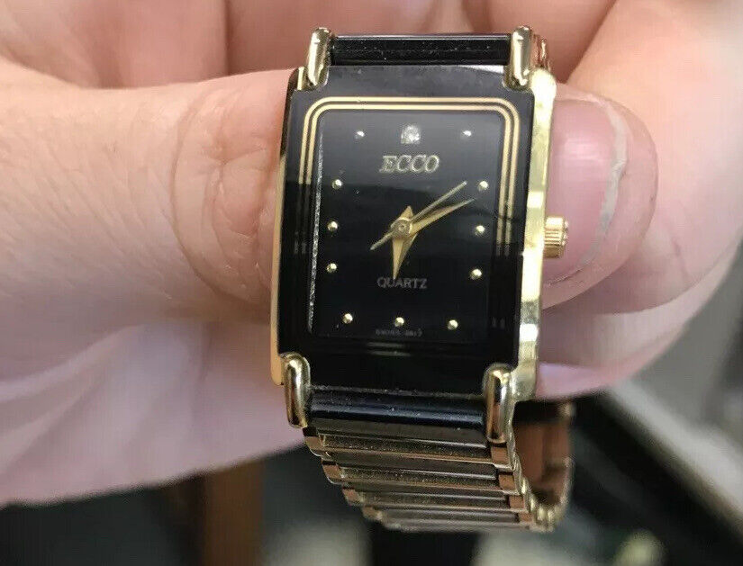 18k Gold Crown ECCO 23k Gold Sgp Watch Black Gold Color Not | eBay