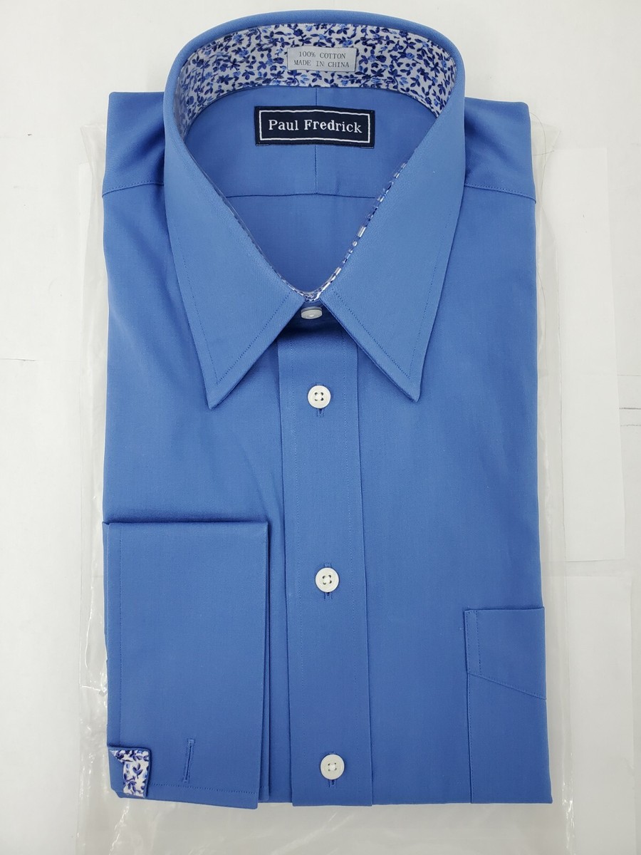 Paul Fredrick Non-Iron Cotton Geometric Dress Shirt With Contrast Trim  main image 4