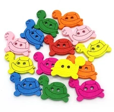 Pkg of 20 TURTLE 2-hole Wood Buttons 5/8" x 1/2" Scrapbook Craft (1001) Tortoise