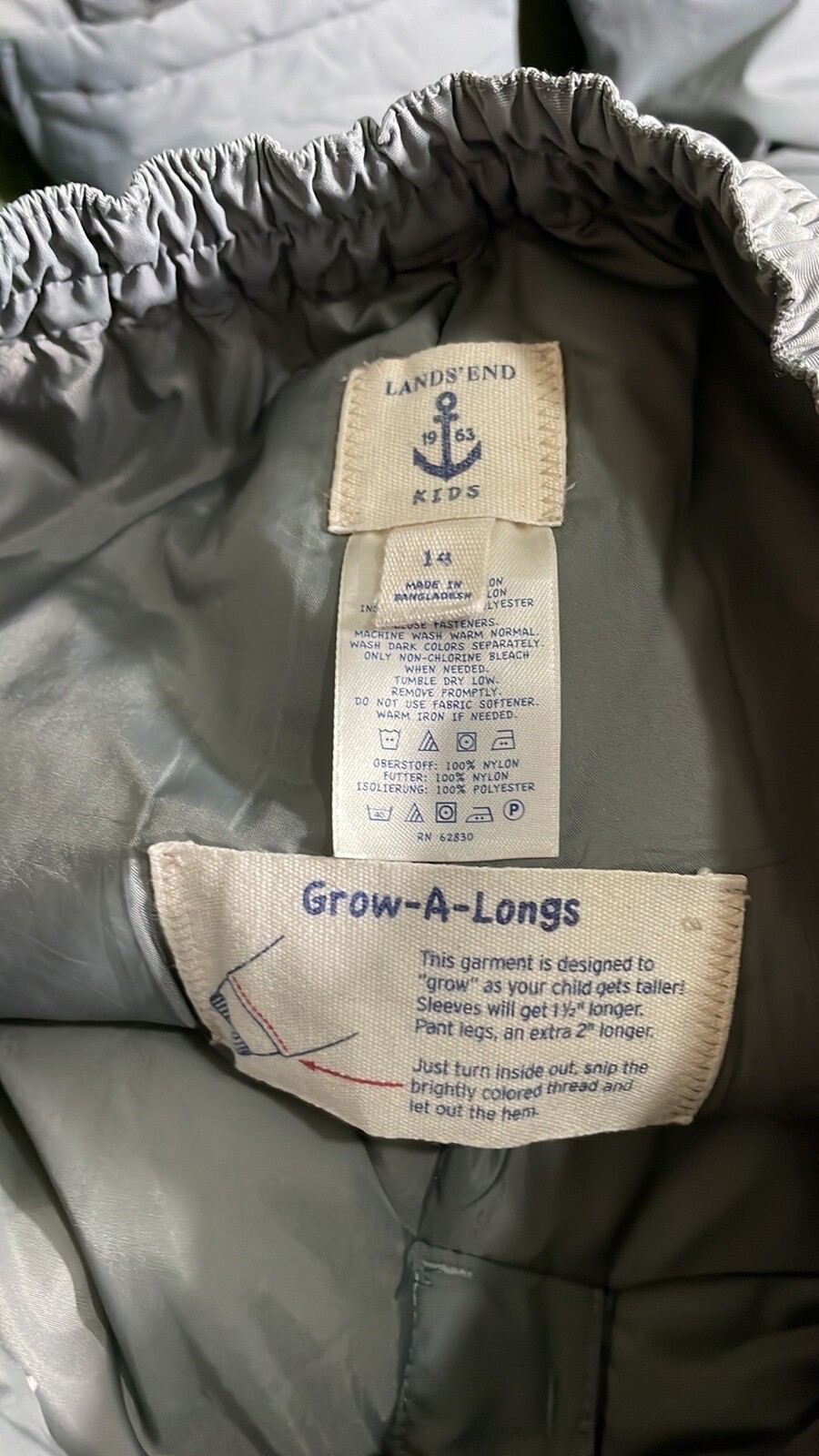 Lands End Kids snow pants Gray Nylon Polyester Insulate size 14 eBay