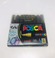 8 Posca Paint Markers, 5M Acrylic Paint Pens Gold Metallic Water-Based