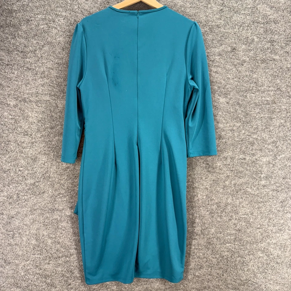 Vestido Belle Poque Mujer L Grande Azul Cambio Midi Cuello en V Cremallera Manga Larga Informal Foto 2 de 4