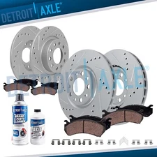 Front Rear Drilled Disc Rotors Ceramic Brake Pads Kit for 2013 - 2016 Dodge Dart