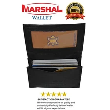 Genuine Leather Expandable Credit Card ID Business Card Holder Wallet, Black